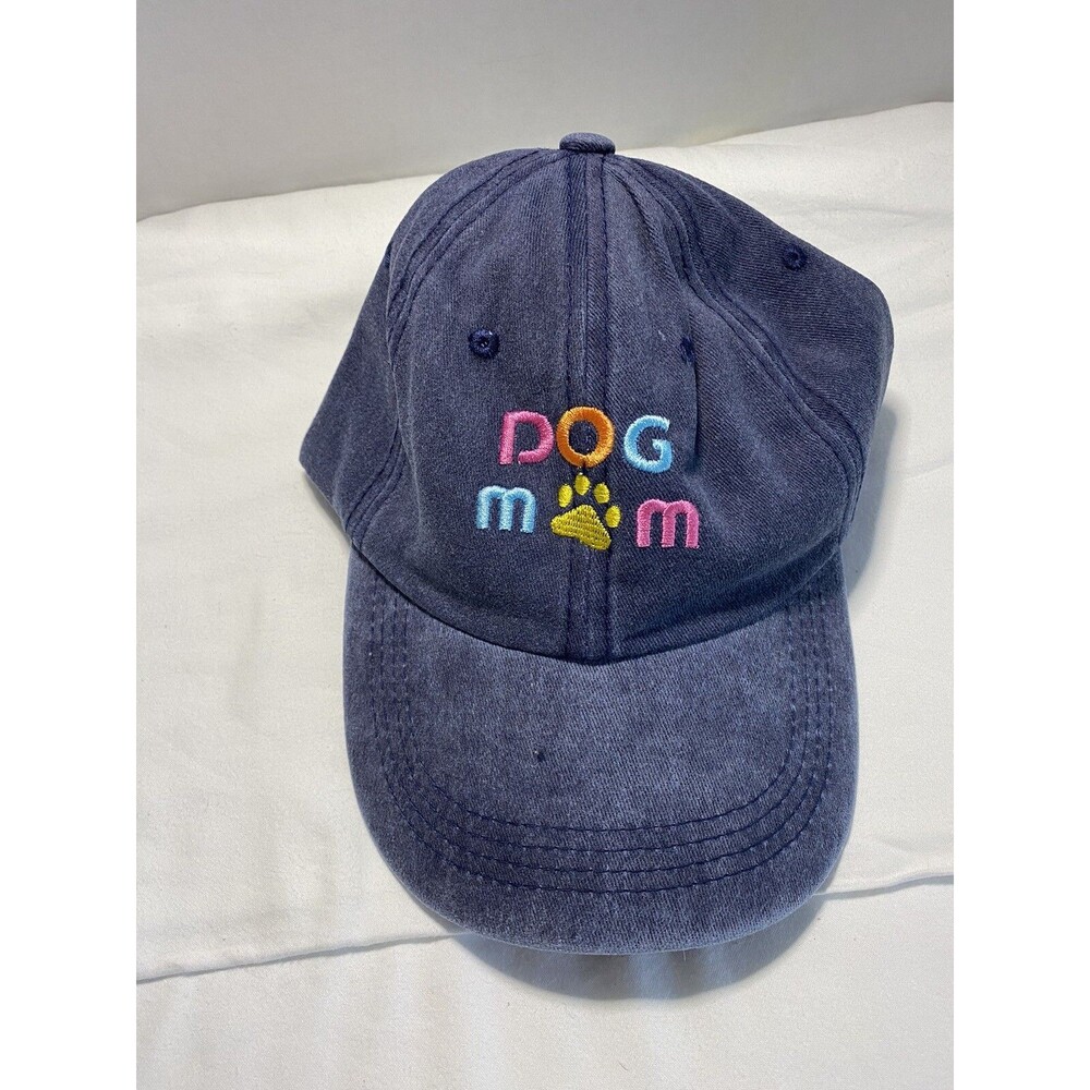 Dog Mom Hat Womens Embroidered Cap Adjustable Cotton Baseball Cap Faded Blue